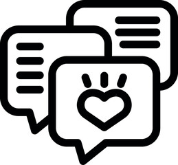 Expressing love and appreciation online, using hearts and like symbols in chat bubbles