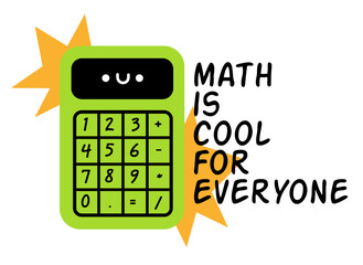 Calculator character promoting math learning for everyone