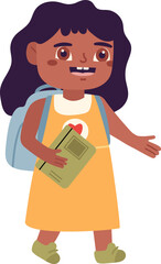 Young student learning for education walking to school