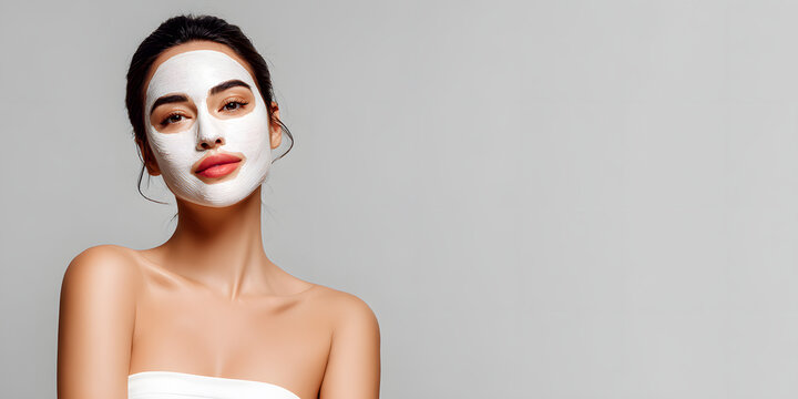 A young woman enjoys a skincare treatment with a facial mask, showcasing a moment of self-care in a calm environment