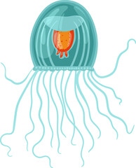 Blue jellyfish cartoon representing marine aquatic life