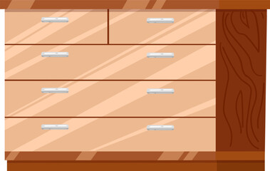 Wooden dresser with multiple drawers and metal handles