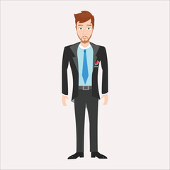 Professional businessman standing confidently in a black suit