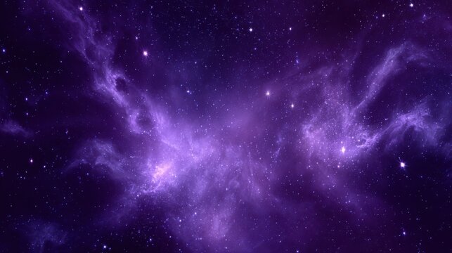 Luxury deep velvet purple nebula with radiant star clusters, soft light bloom, rich premium tones, modern elegant design with central space