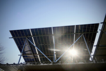 Detail of a photovoltaic panel for renewable electric production Eco, clean, sustainable energy concep