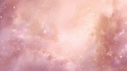 Fototapeta premium Luxury pastel cosmic background with rose quartz and champagne tones, delicate starfield, soft misty nebula, dreamy premium aesthetic with centered