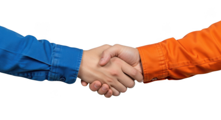 Business handshake a symbol of partnership and agreements with two people transparent background white background white background