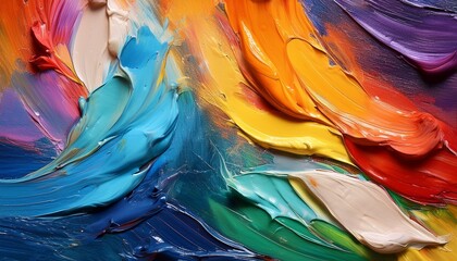 Multicolor Abstract Strokes With Oil Paint