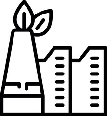 Industrial building with chimney emitting leaves, symbolizing eco friendly manufacturing and sustainable energy generation