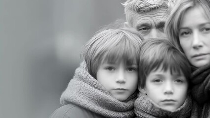 Family portrait capturing a moment of togetherness in a cozy environment during an autumn afternoon