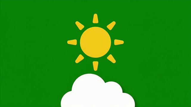 Animated Sunny Weather Icon Rising Above Cloud.