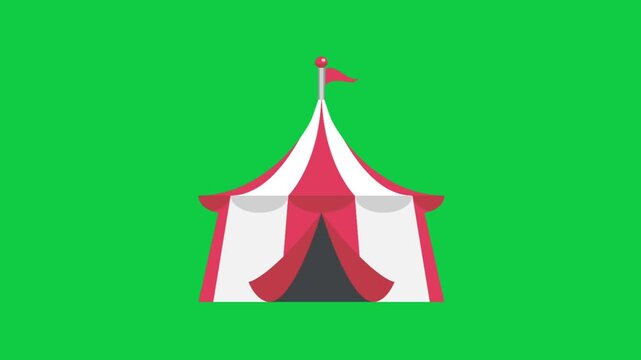 Circus Tent motion graphic icon. Animated technology, web, industry, business, and entertainment icons. Motion on an alpha background.