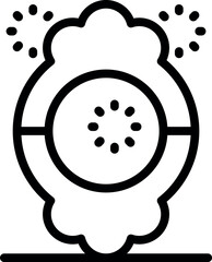 Kiwi fruit exploding, creating smoke clouds, with visible seeds in a simple, bold, outlined design