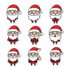 Sticker kawai santa characters