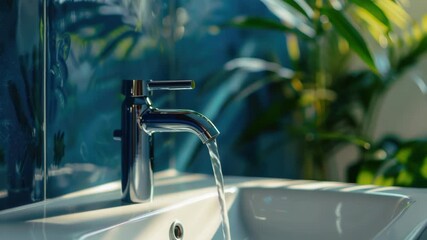 Video A faucet overflowing from a bathroom sink, water leak issue - Powered by Adobe