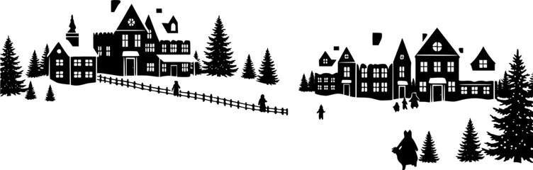 Fototapeta premium Santa in a reindeer sleigh in the sky. Winter christmas . 