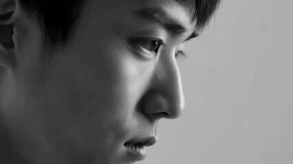 Capturing emotions through expressive profile shots in black and white photography in a creative studio