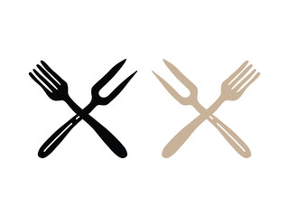 Cutlery Icon Set. Crossed Forks Vector Icons. Restaurant and Menu Design