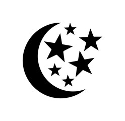 Magical crescent moon with stars twinkling, creating a dreamy celestial design