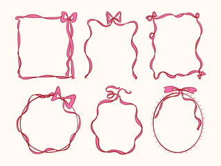 Pink Coquette Bows Frame Set – Feminine Decorative Clipart