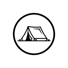 Camping adventure icon, simple tent graphic for outdoors and travel designs