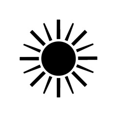 Obraz premium Bright sun icon radiating heat and light for weather forecasts and summer designs