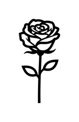 Elegant rose illustration for tattoo design or floral decoration, simple black outline