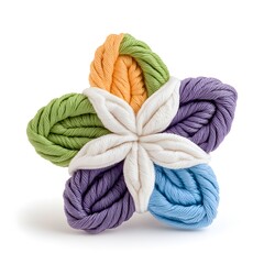 3D Render of Colorful Crochet Flower