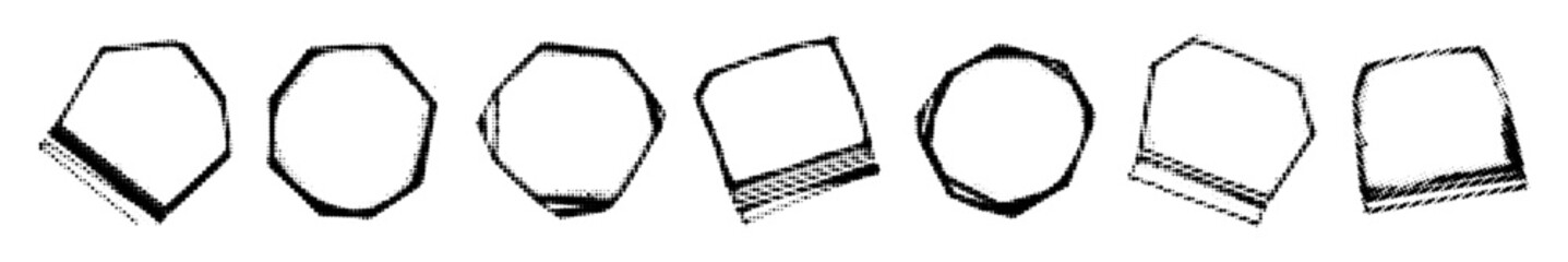 set of halftone shapes frame. vector