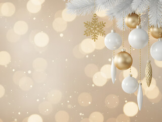 Hanging Christmas decorations display a soft peaceful aesthetic of wintertime.