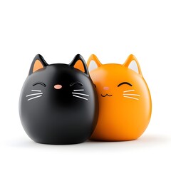Cute 3D Render of Black and Orange Stylized Cats