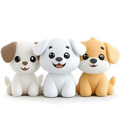 Adorable Trio of 3D Rendered Puppies
