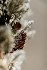 Frosted Pine Cone Christmas Tree Decoration with Soft Holiday Lights