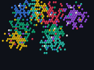 Abstract colorful geometric pattern made of spheres and hexagons a modern vector background for design and decoration