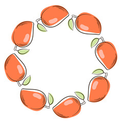 Mango wreath in flat style isolated on a white background.