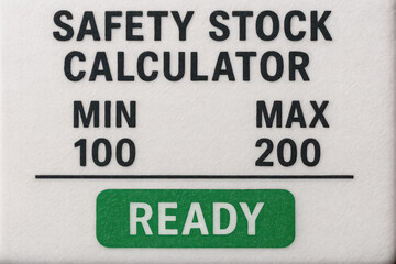 Safety stock calculator with minimum and maximum values ready for supply chain and logistic management to optimize inventory control and reduce