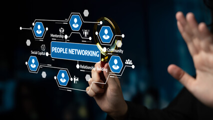 Engaging concept of people networking illustrated with digital graphics focusing on social capital, mentorship, and community relationship building strategies. Tessel