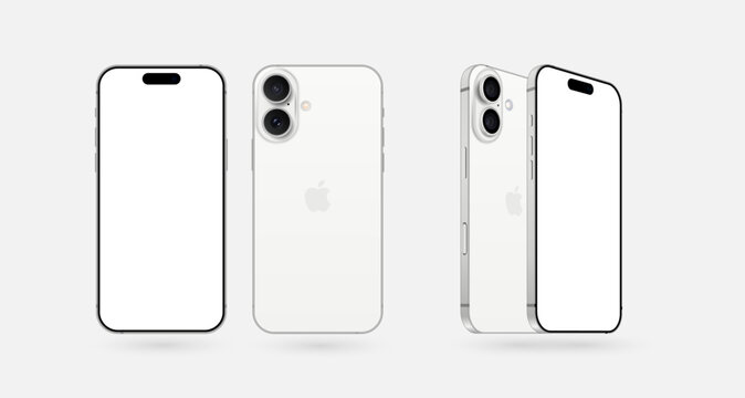 Apple iPhone 17 in different sides, in official White color.