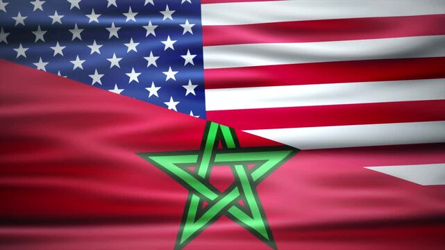 Usa and morocco flag fusion video 4K