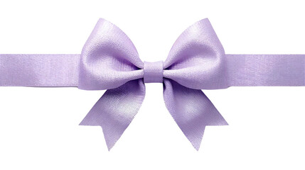 Close up of a lavender satin ribbon tied in a bow against a black background for decoration and gifts on transparent background