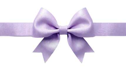 Close up of a lavender satin ribbon tied in a bow against a black background for decoration and gifts on transparent background