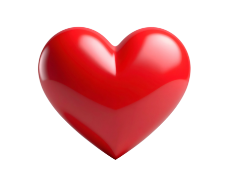 Glossy red 3D heart on black, representing love, passion, romance