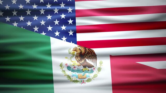 Usa and mexico flag fusion video 4K