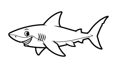Naklejka premium Cute cartoon shark with a friendly smile and big eyes