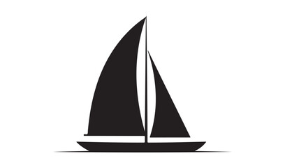 Fototapeta premium Black silhouette of a sailboat on a white background