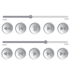 Music player buttons.Audio player for podcast or songs playlist.Video player loading bars with time slider.Panel interface.Play and pause button.Simple mediaplayer panel template.Vector illustration.