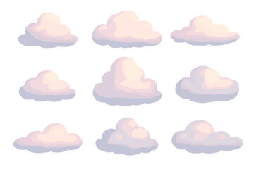 Soft pastel clouds arranged in a grid pattern for a serene and calming visual display in a digital design