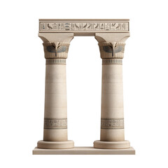 Ancient egyptian stone columns with hieroglyphics and decorative carvings