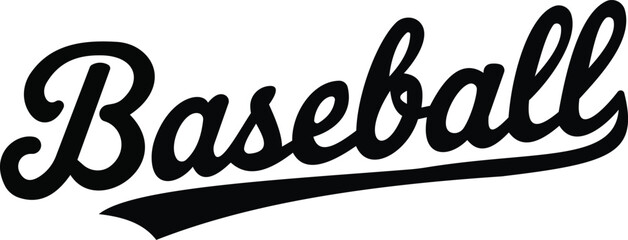This stylish script typography design features the word "Baseball" in an elegant cursive font, combining a playful yet sophisticated aesthetic. Ideal for sports branding, apparel, and promotional mate