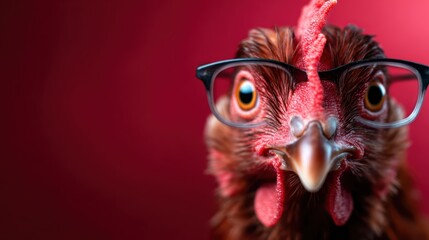 This charming chicken wearing glasses creates a whimsical visual that blends humor and personality, ideal for adding a fun touch to your collection or project.